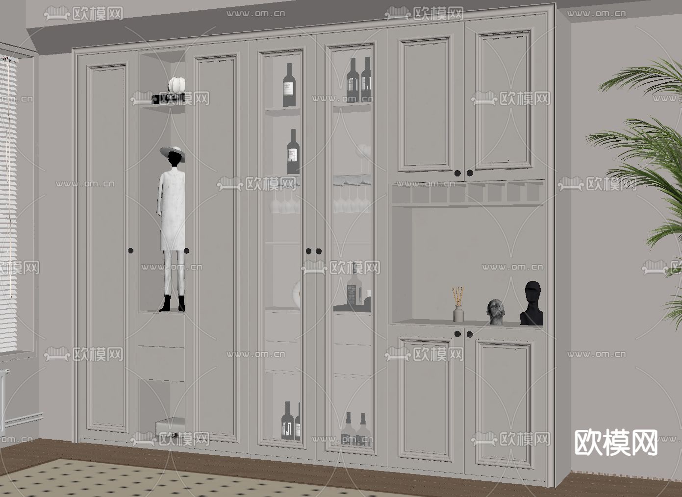 简欧酒柜su模型下载（渲染图1）