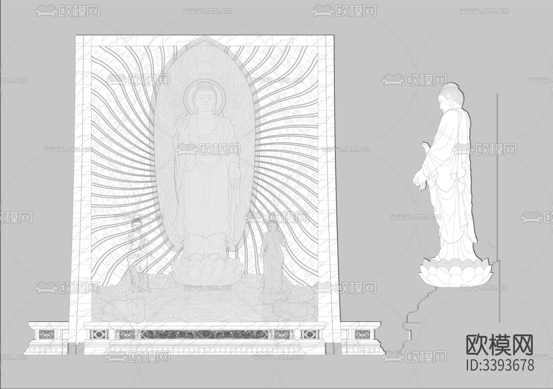 礼佛供佛室佛堂CAD平面图下载