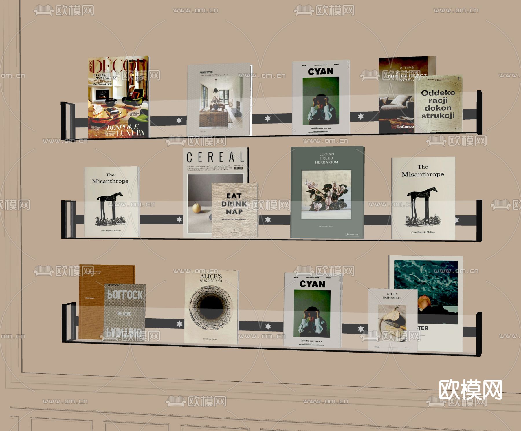壁柜杂志架 书架su模型下载（渲染图1）