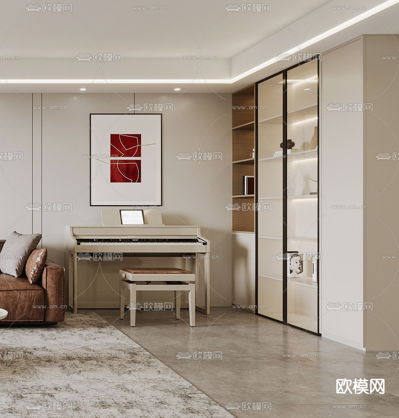 立式钢琴 白色钢琴3d模型下载