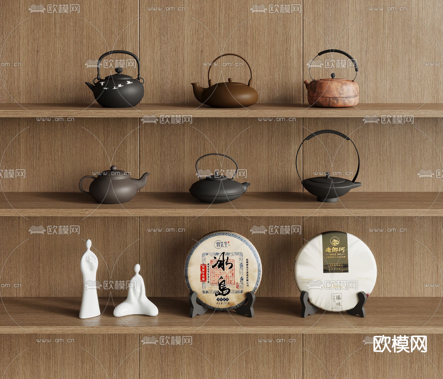 新中式茶具 茶壶 茶叶su模型下载（渲染图2）
