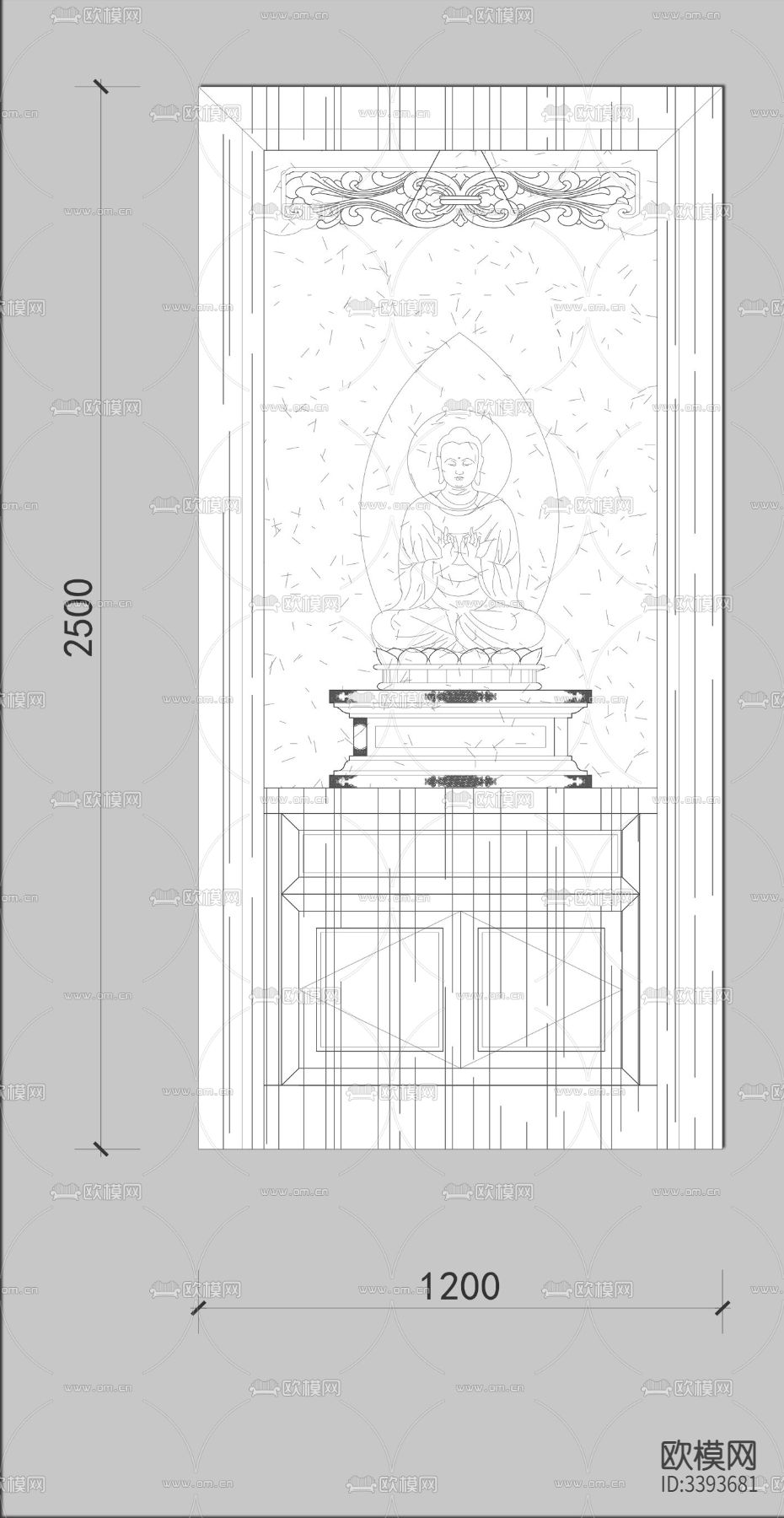 礼佛台供佛桌CAD平面图下载