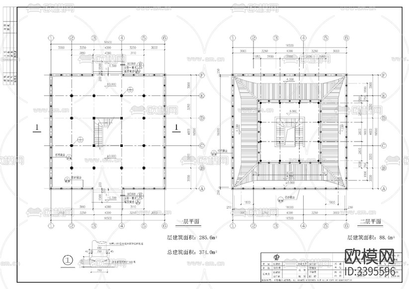 九仞閣全套cad施工圖下載(渲染圖3)
