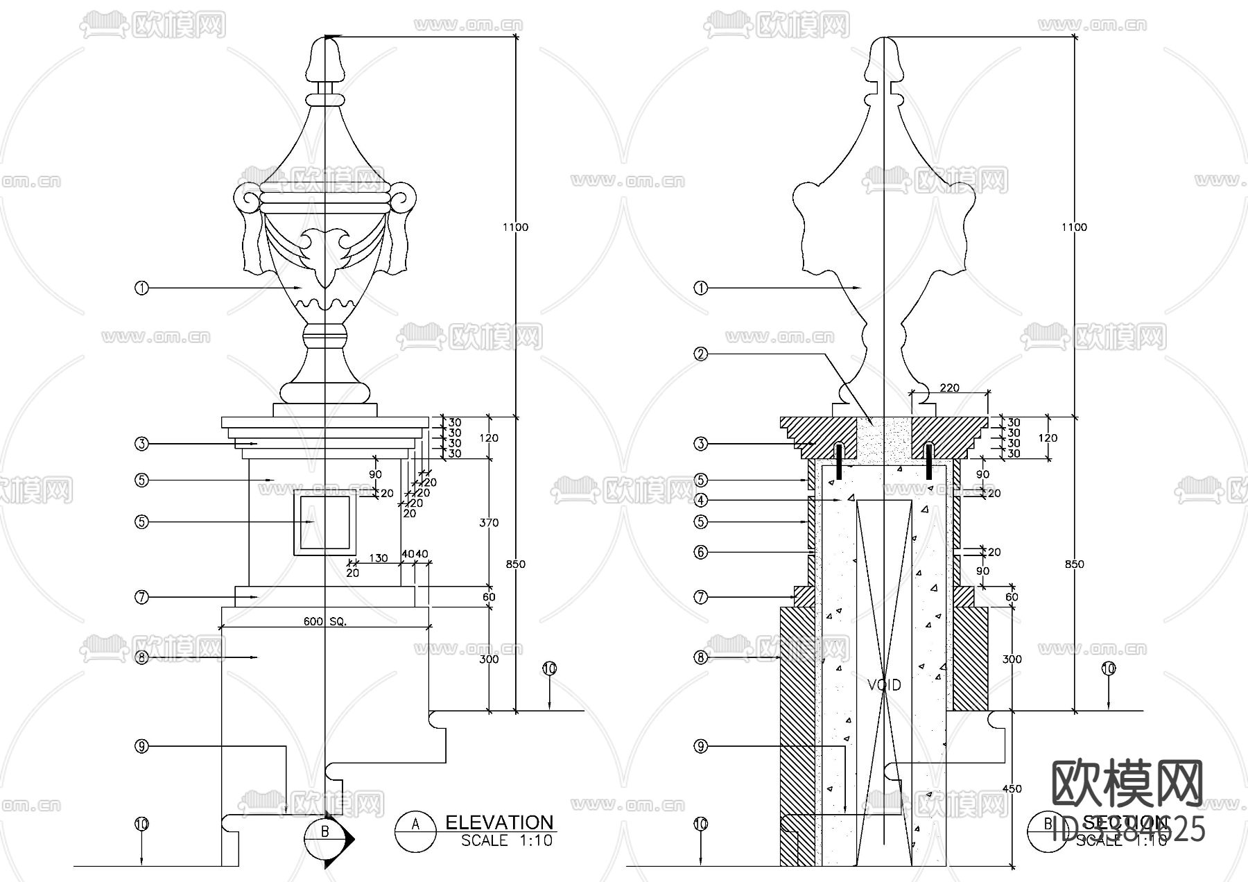 雕塑造型小品CAD施工图下载（渲染图5）