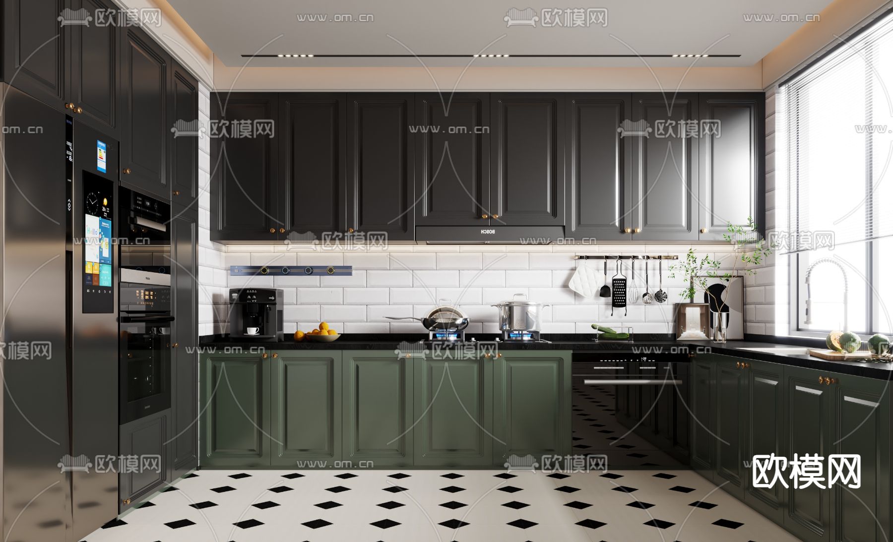 东南亚厨房 复古风厨房3d模型下载