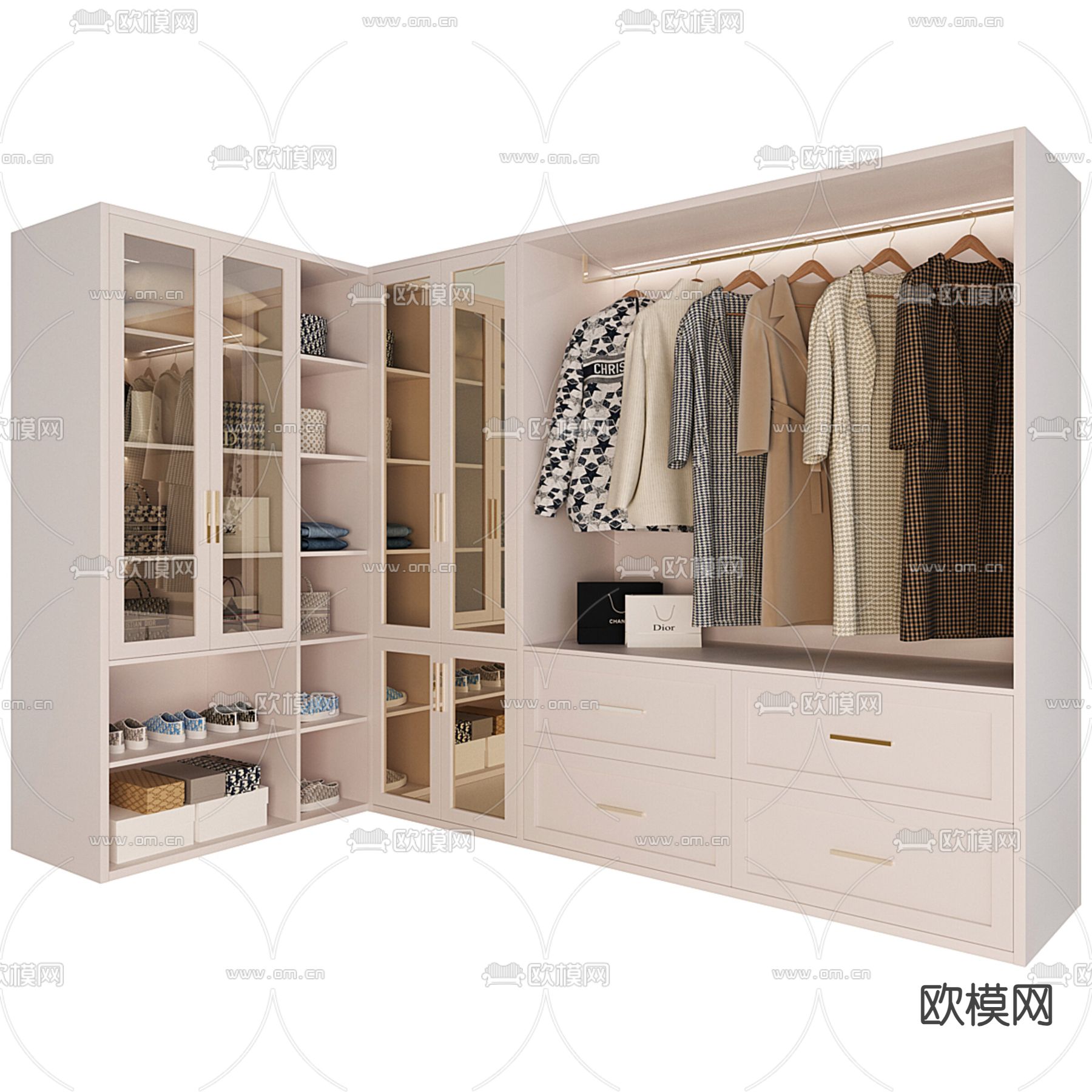转角衣柜 衣橱3d模型下载