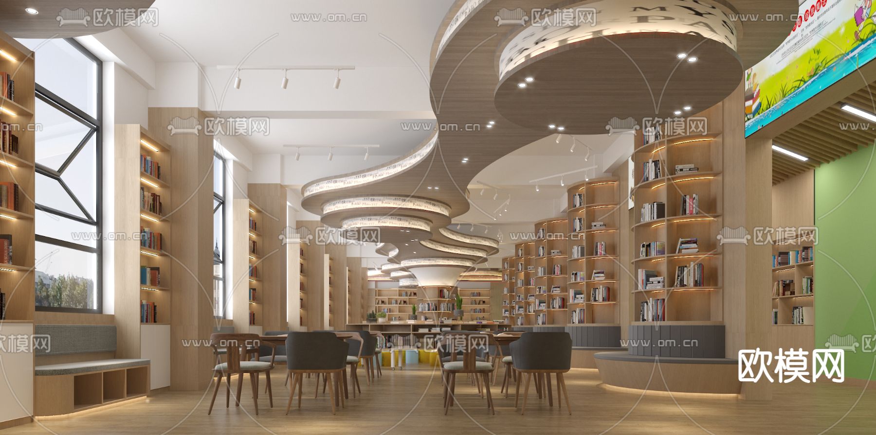 现代图书馆 书店3d模型下载（渲染图3）