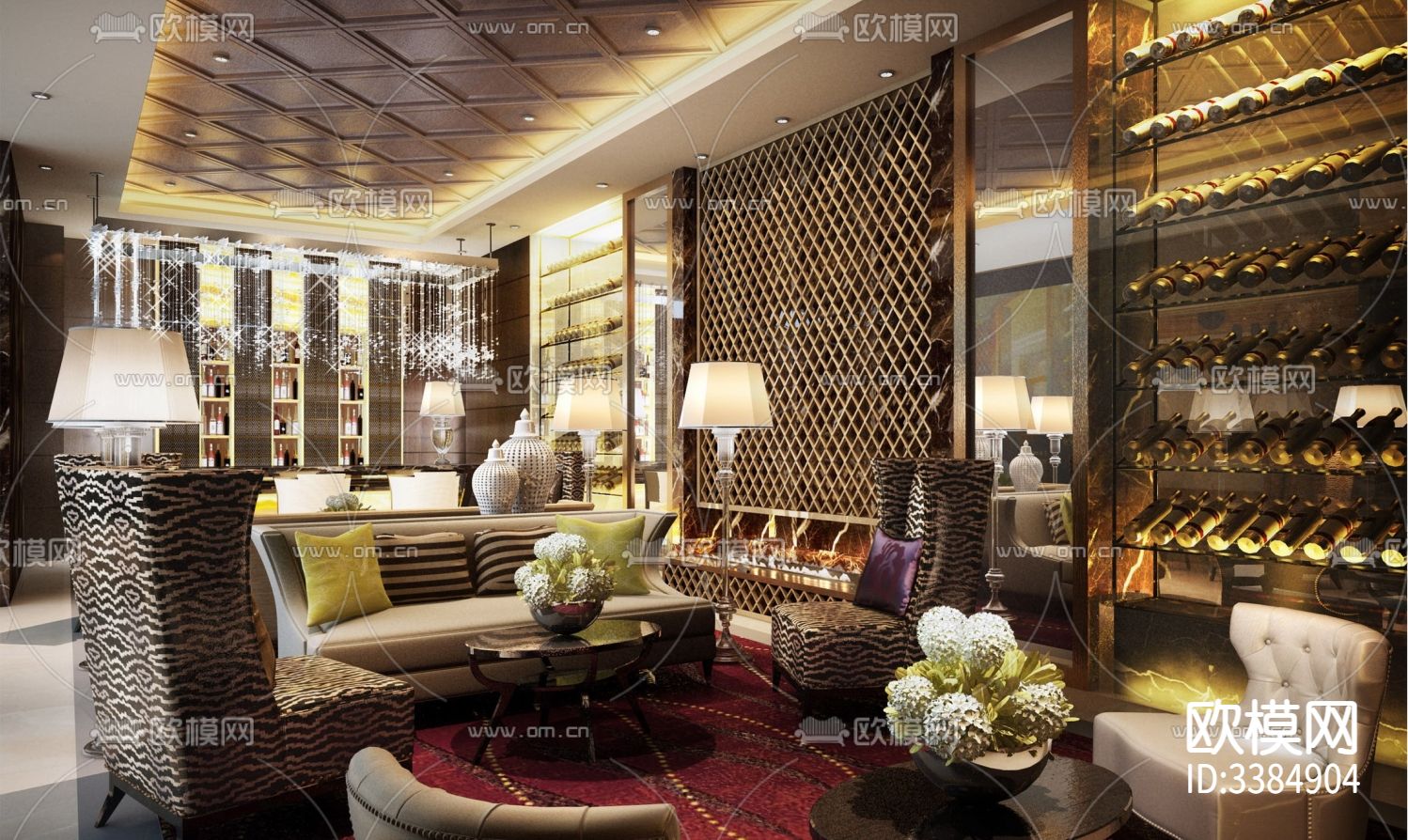 万达希尔顿逸林酒店CAD施工图下载（渲染图1）