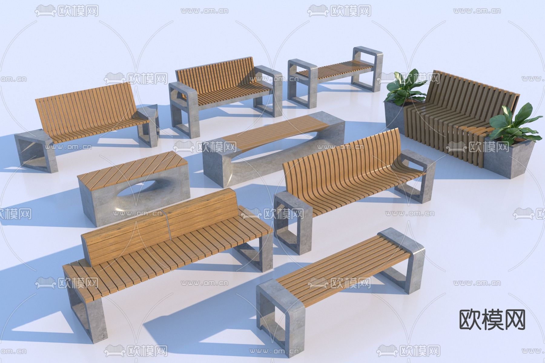 户外椅 公园椅 景观座椅3d模型下载
