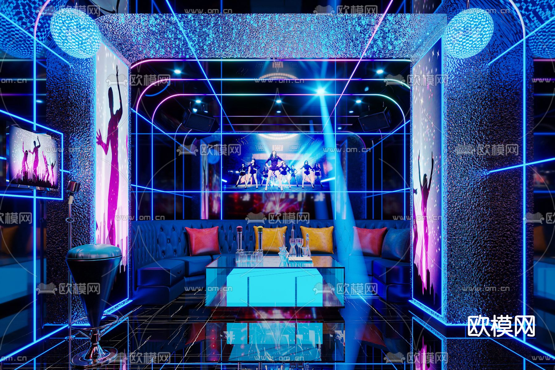 现代KTV包厢3d模型下载