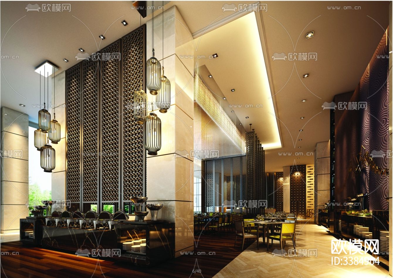 万达希尔顿逸林酒店CAD施工图下载（渲染图4）