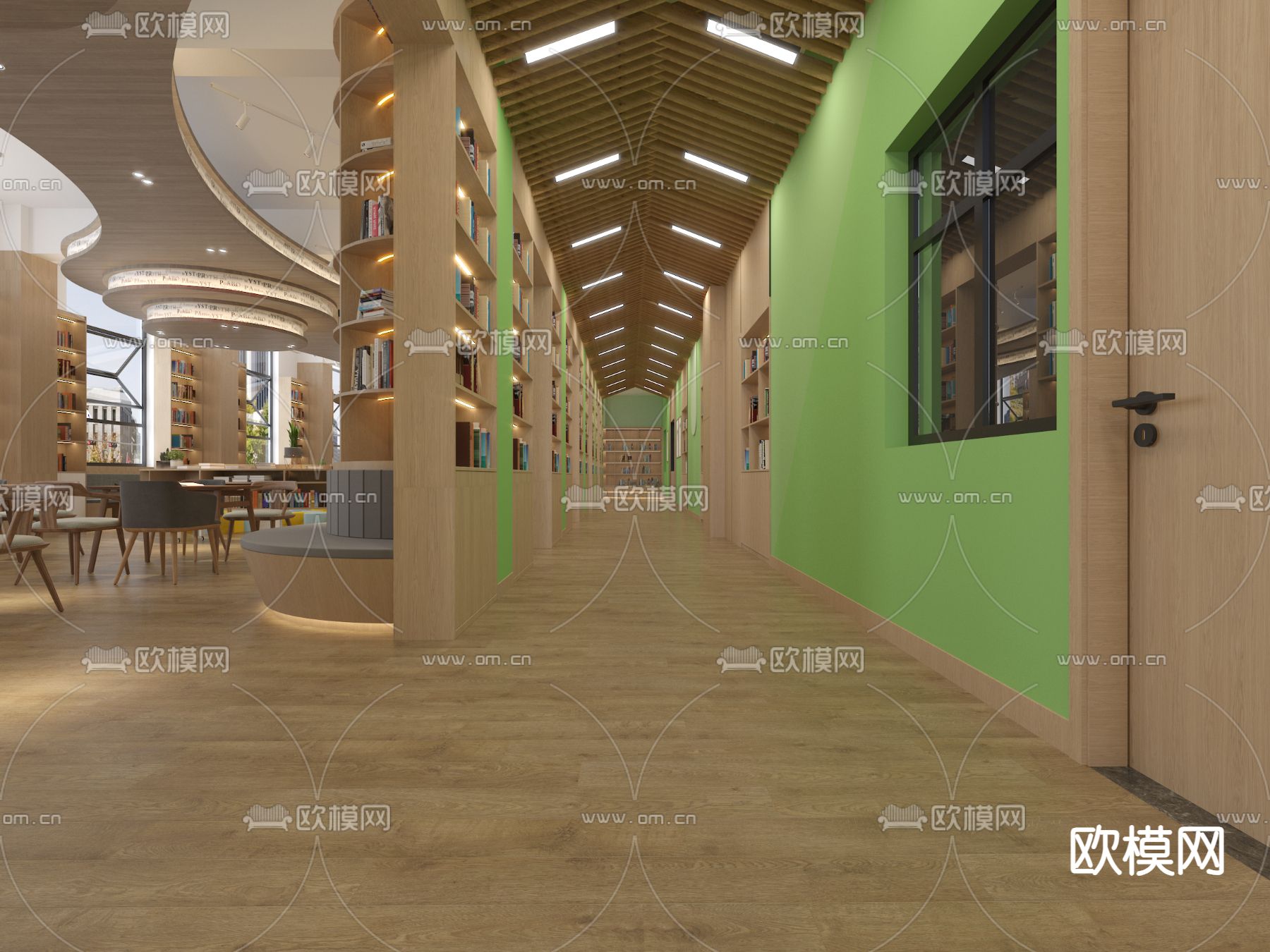 现代图书馆 书店3d模型下载（渲染图4）