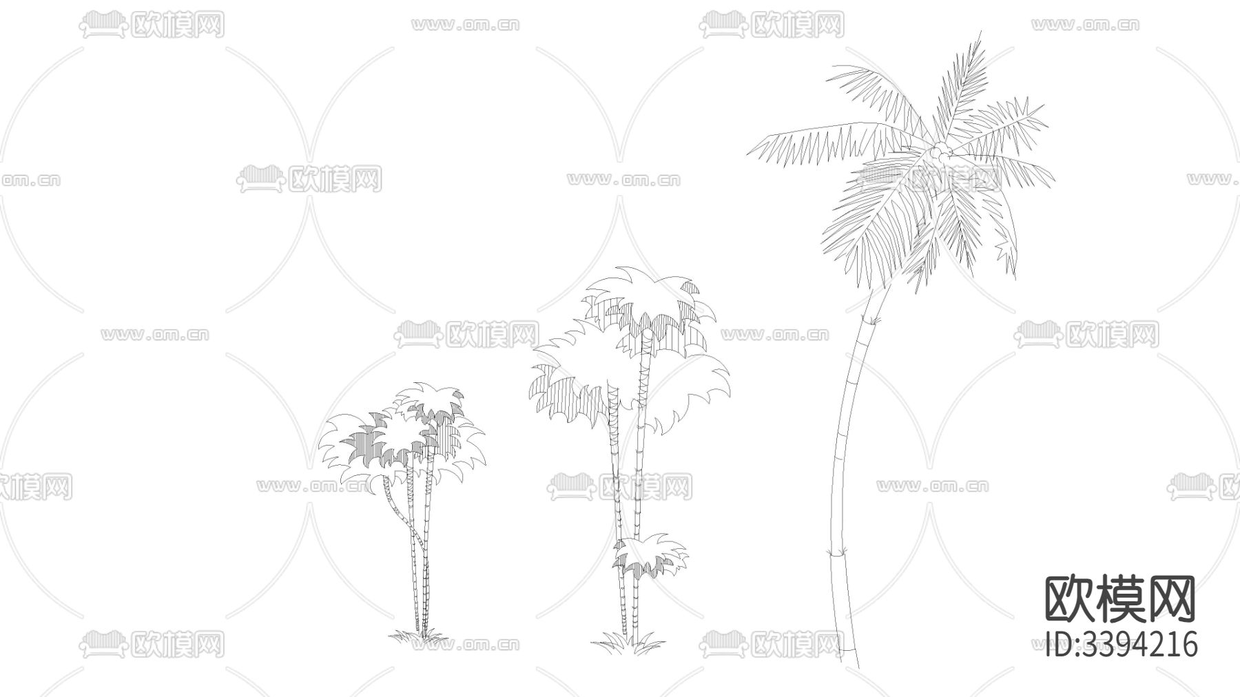 一群树cad图库下载