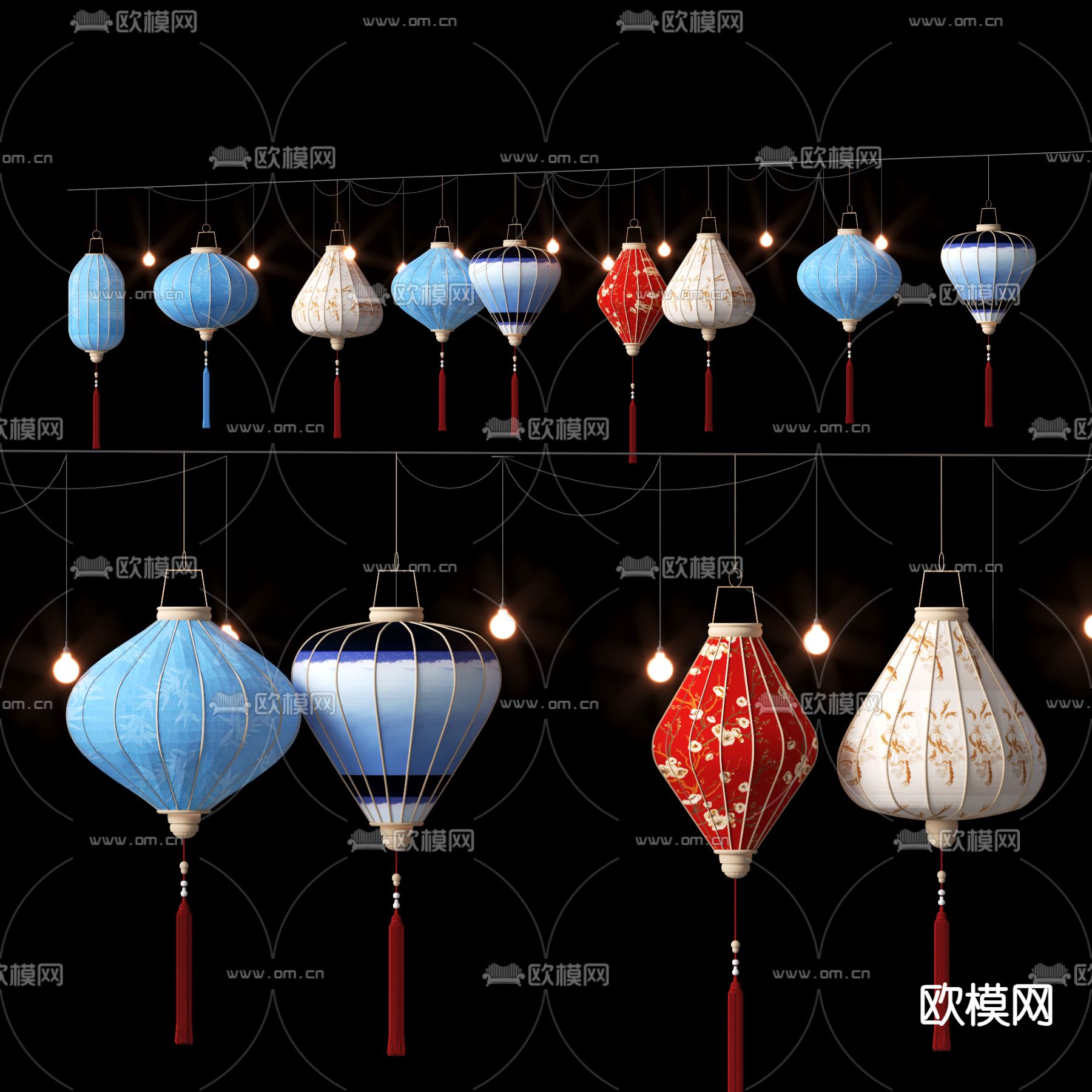 新中式灯笼su模型下载（渲染图2）