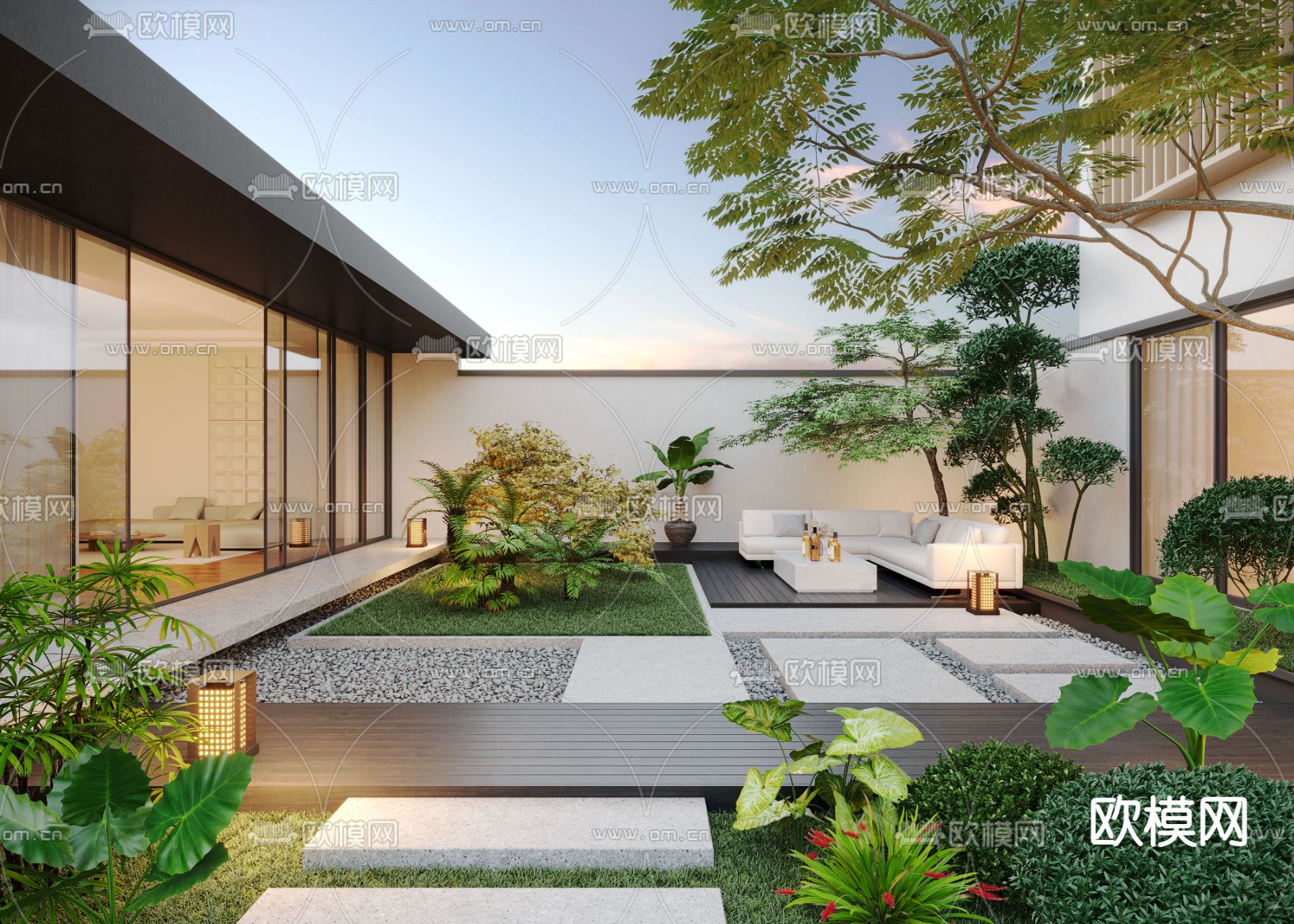 现代休闲庭院 花园3d模型下载
