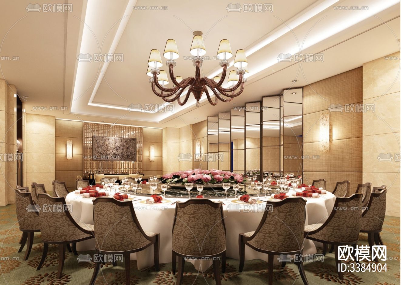 万达希尔顿逸林酒店CAD施工图下载（渲染图2）