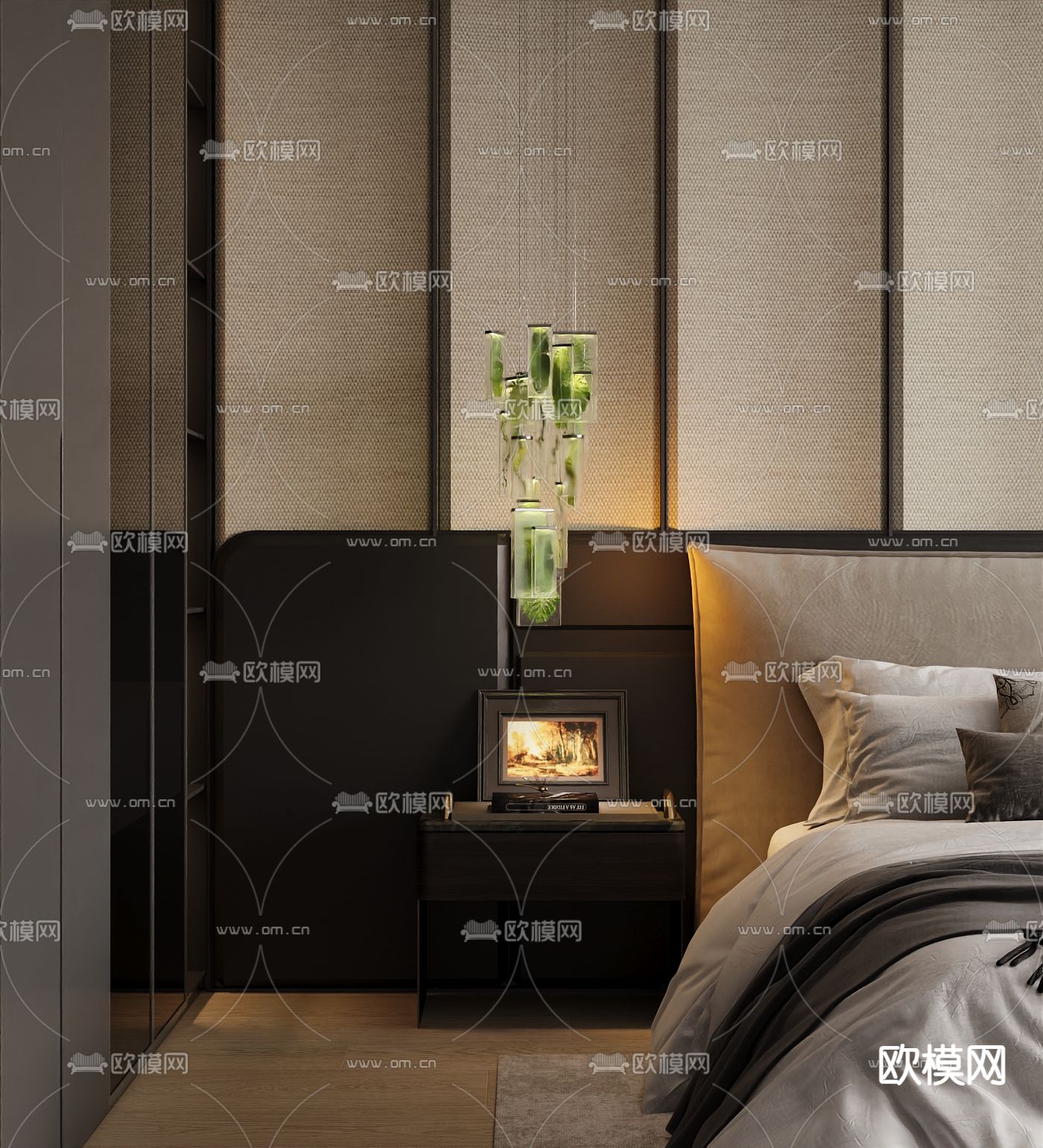 现代卧室吊灯3d模型下载