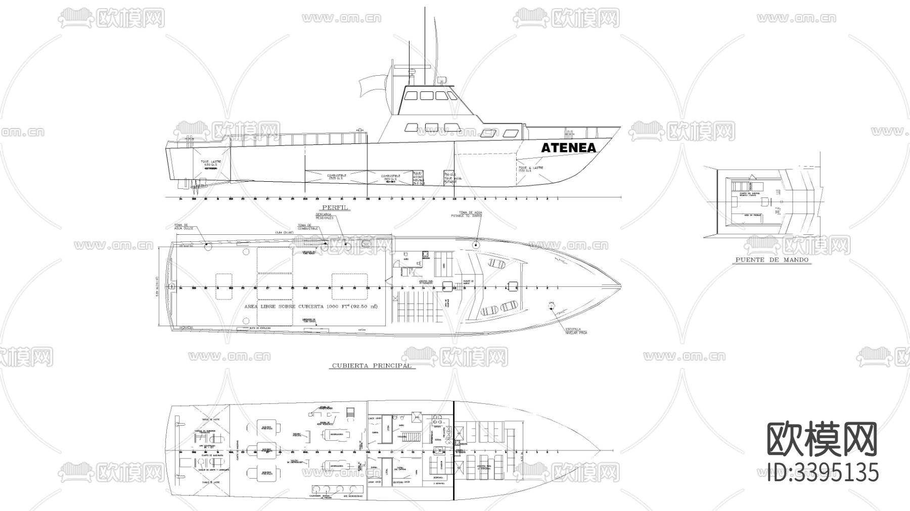 雅典船图纸CAD平面图下载
