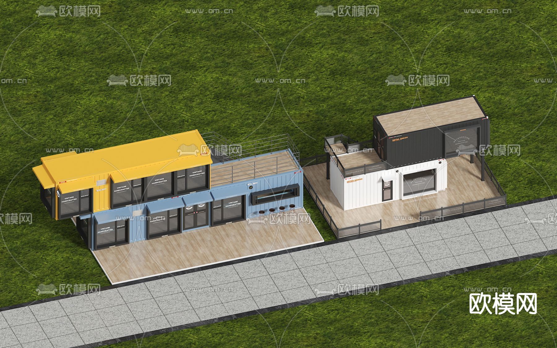 工业风奶茶店 集装箱咖啡屋3d模型下载