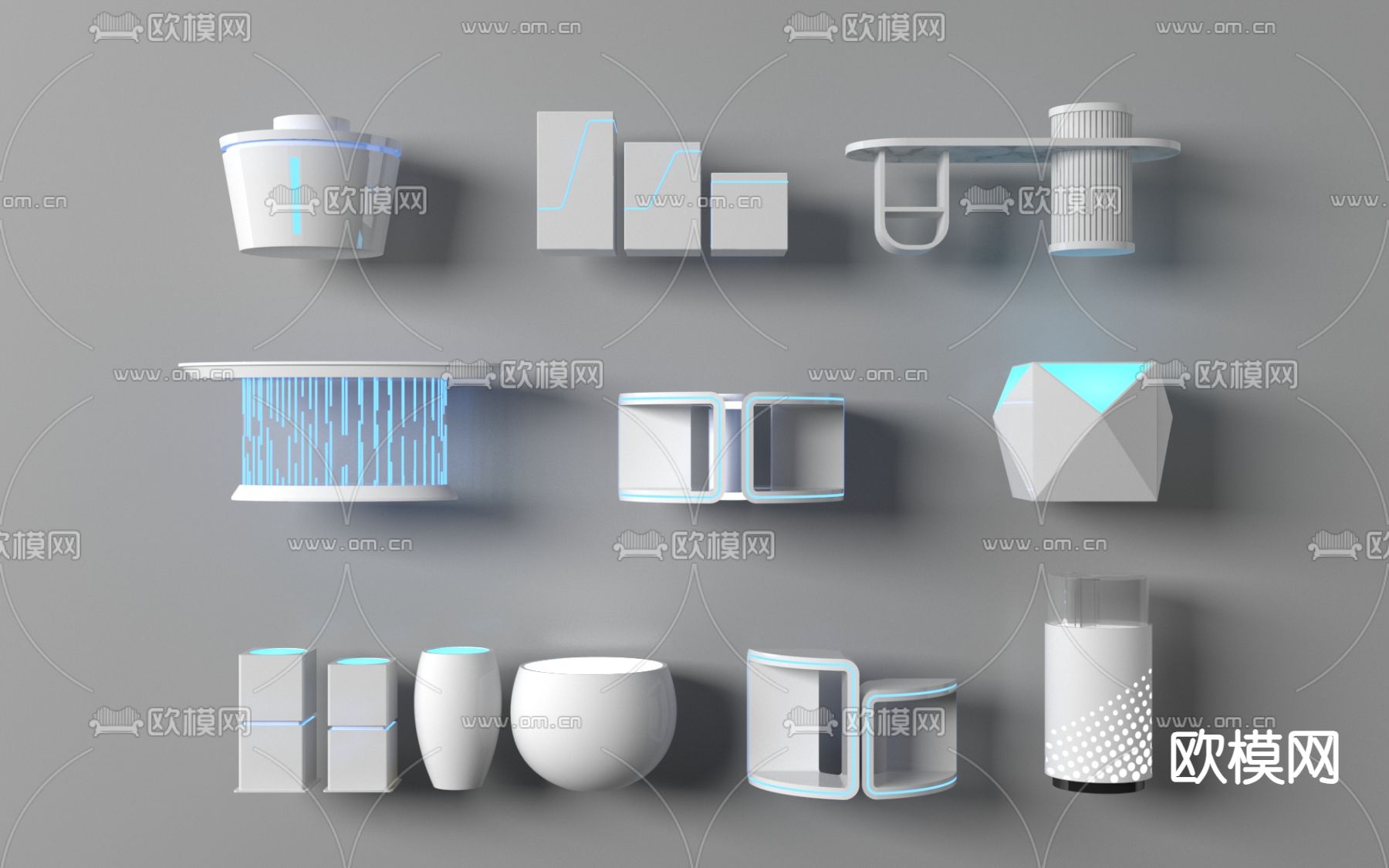 现代科技展台 展柜3d模型下载