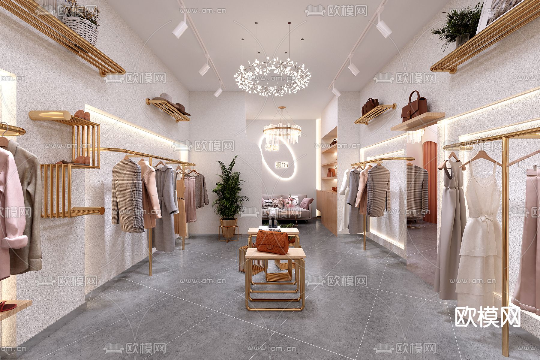 现代服装店 女装店3d模型下载（渲染图2）