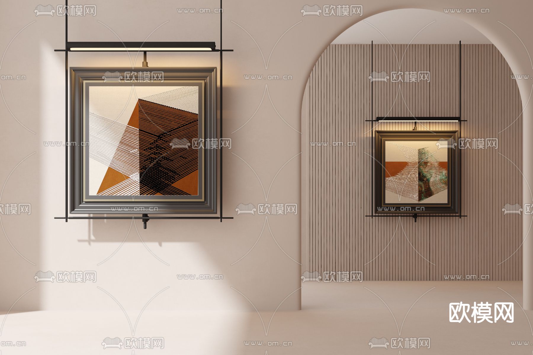 中古风装饰画 挂画su模型下载（渲染图2）