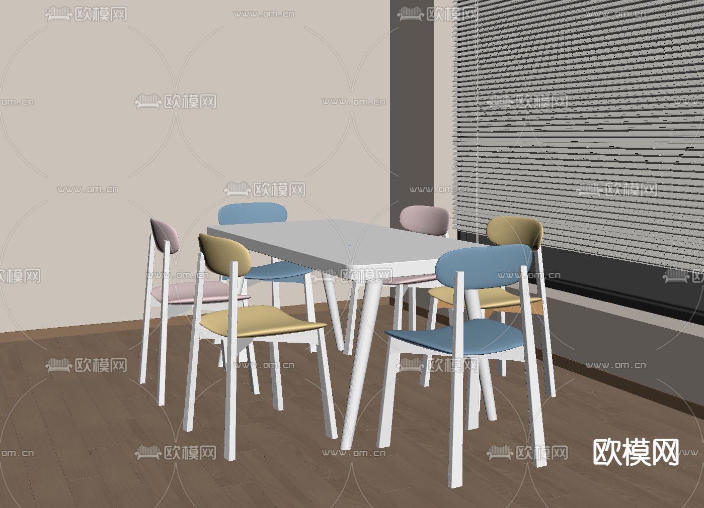 儿童桌椅su模型下载（渲染图1）