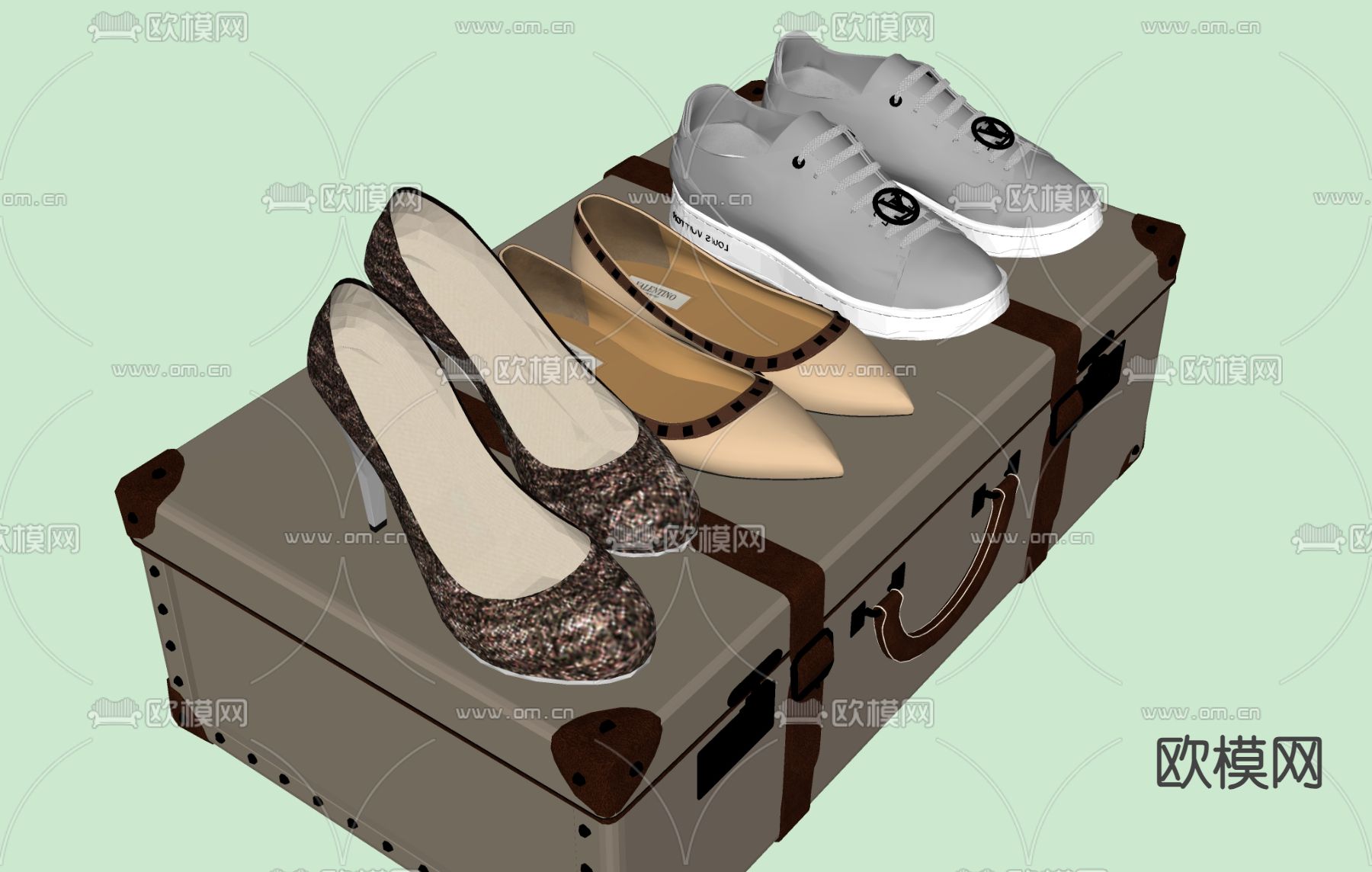 高跟鞋 球鞋 运动鞋su模型下载（渲染图1）