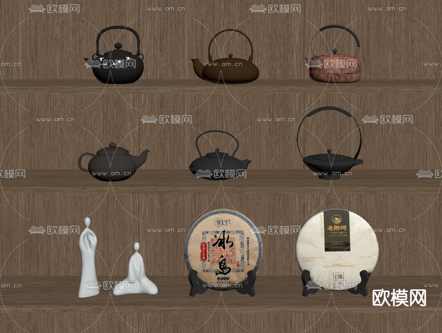 新中式茶具 茶壶 茶叶su模型下载（渲染图1）