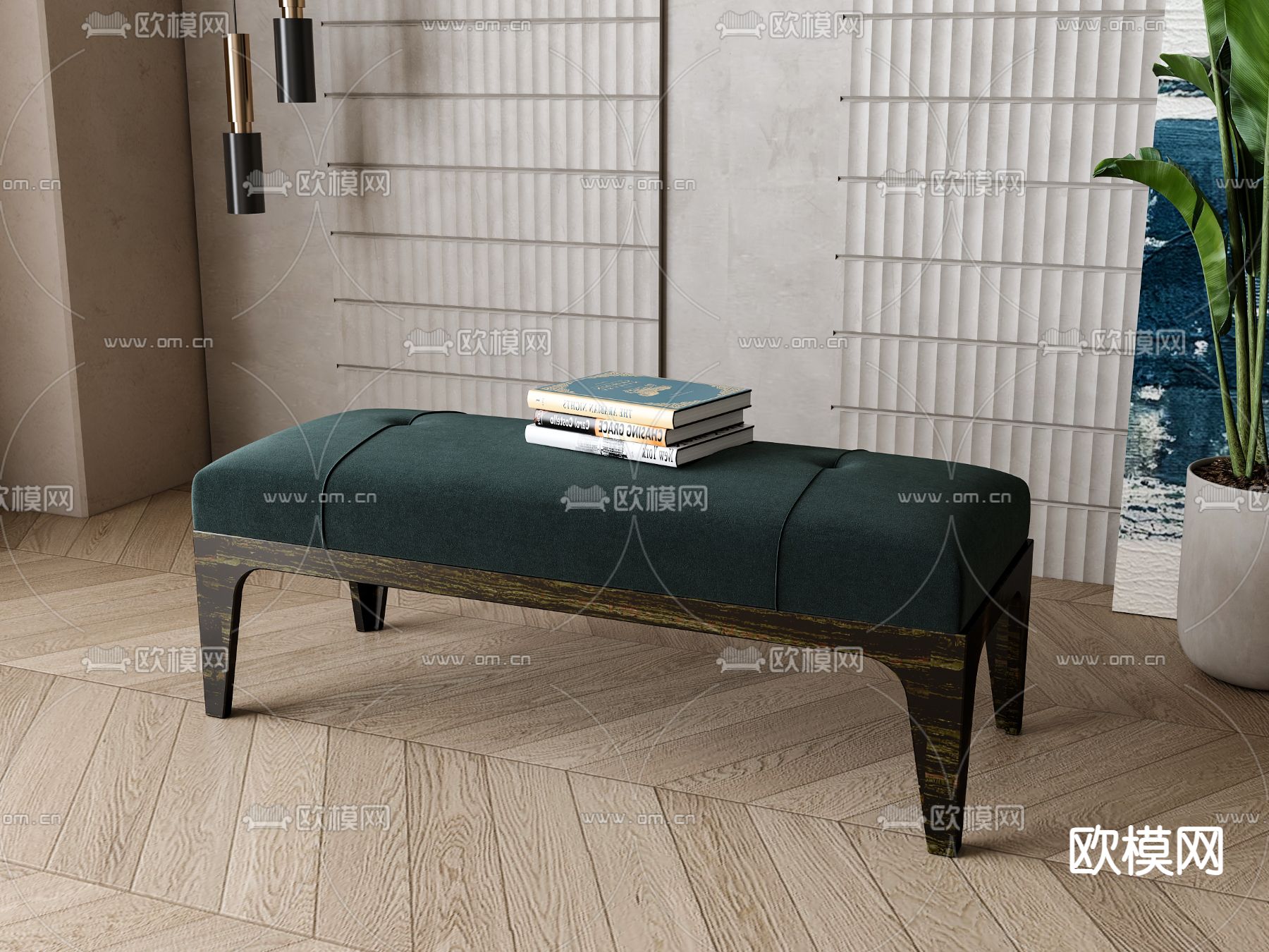 美式沙发凳 换鞋凳3d模型下载