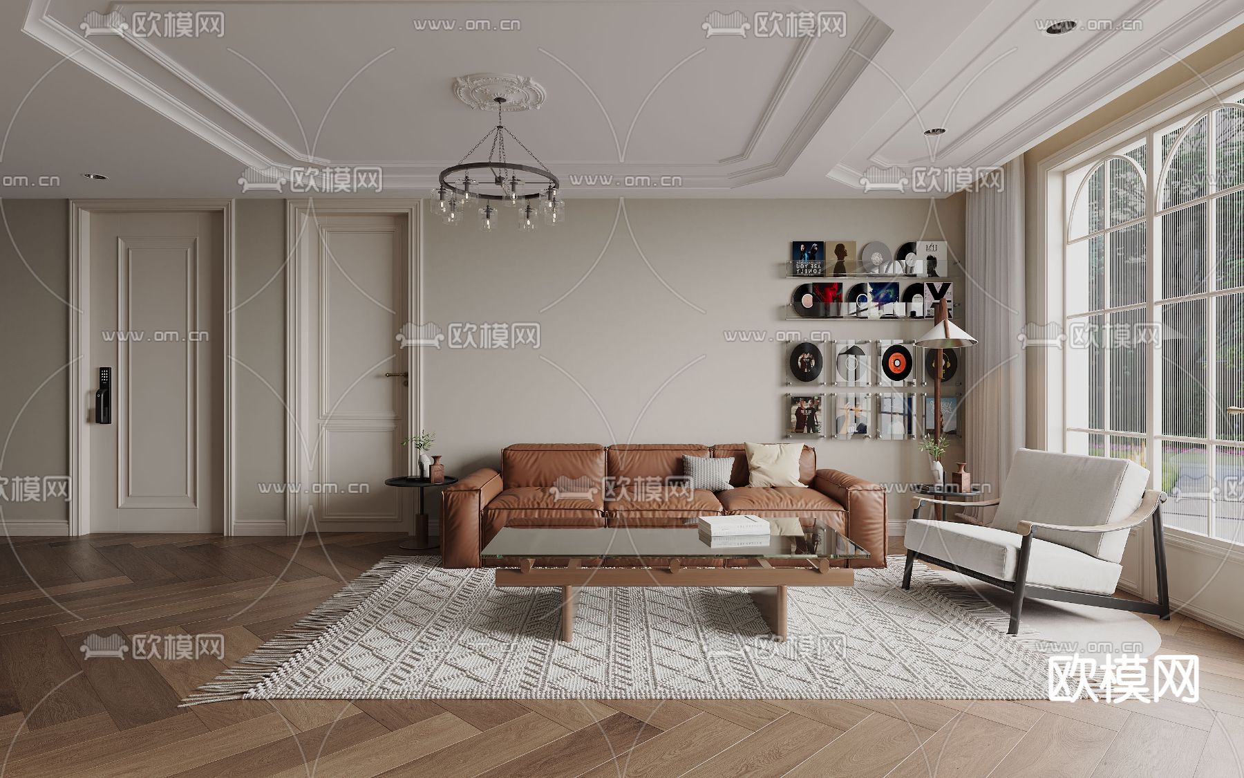 美式客厅3d模型下载（渲染图1）