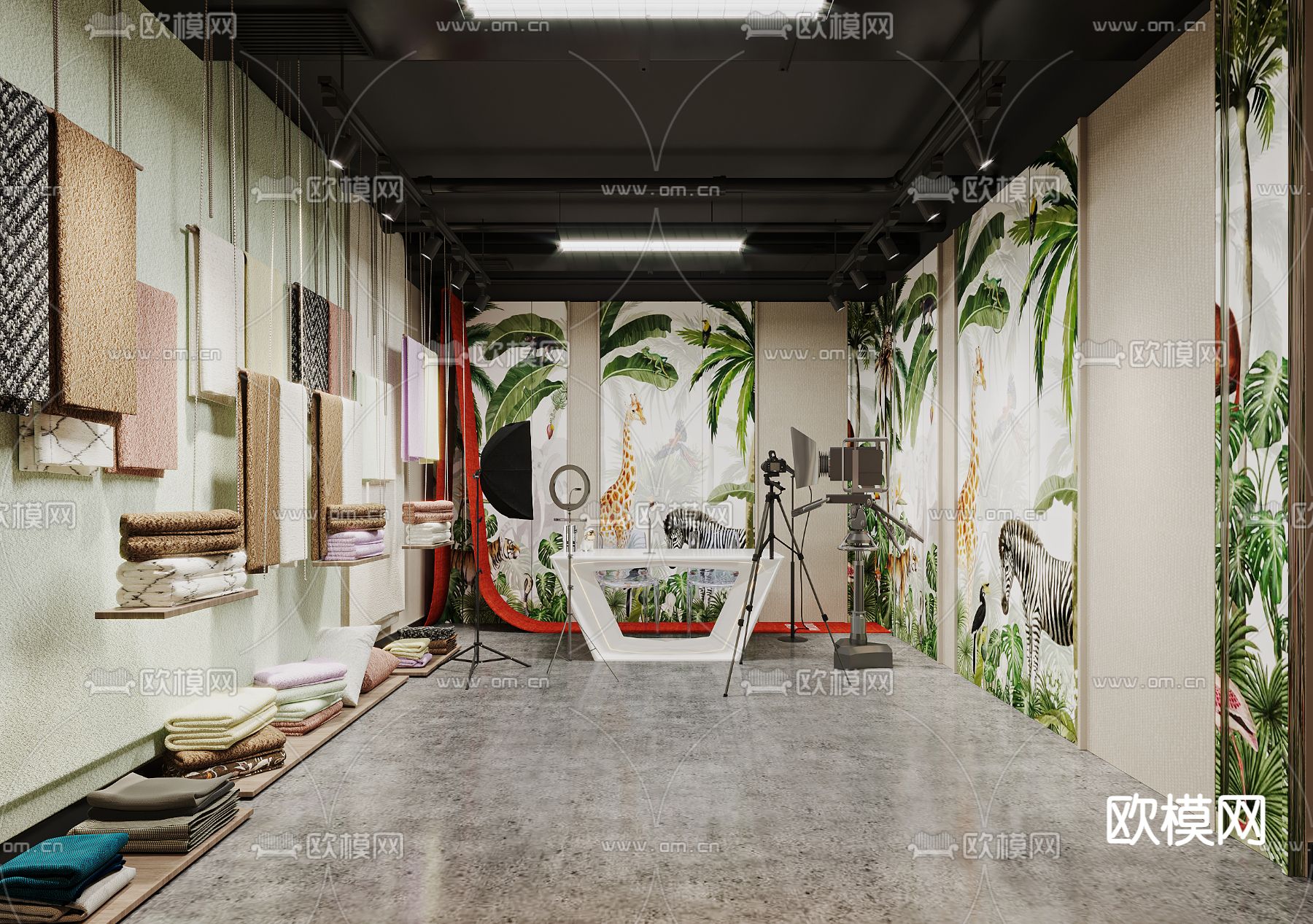 布料展厅 直播间3d模型下载（渲染图1）