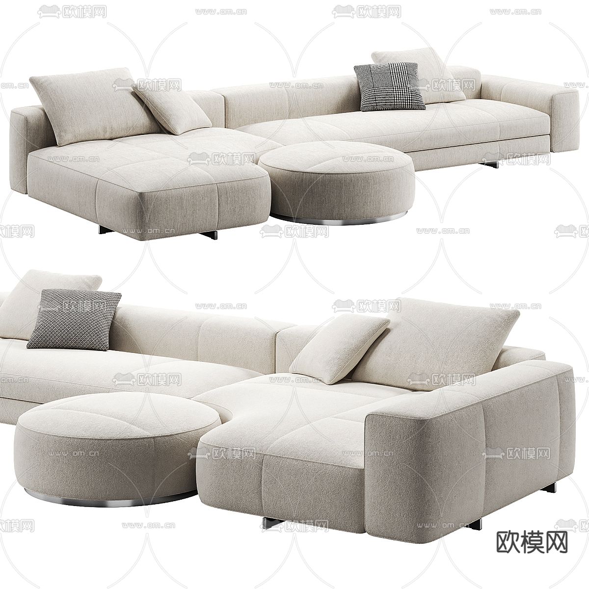 Minotti Yves 多人沙发 转角沙发3d模型下载（渲染图2）