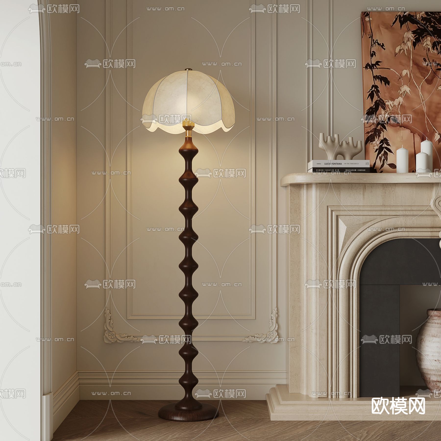 中古风落地灯3d模型下载