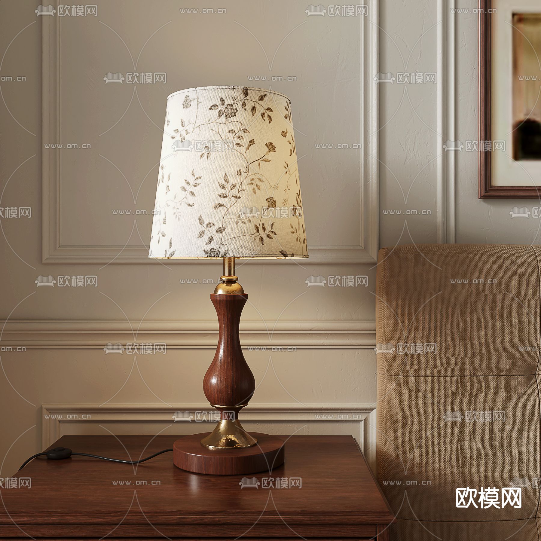 中古风台灯3d模型下载