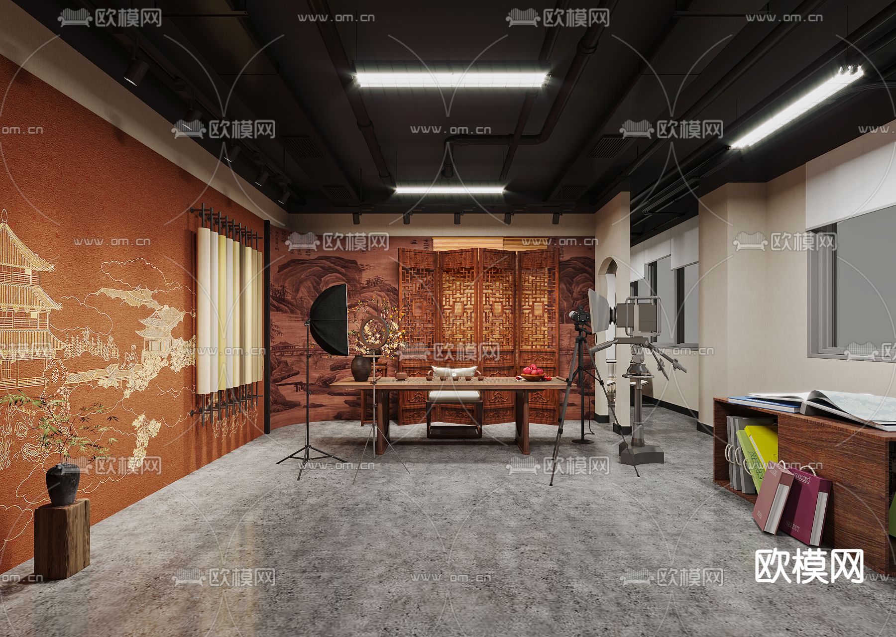 布料展厅 直播间3d模型下载（渲染图3）