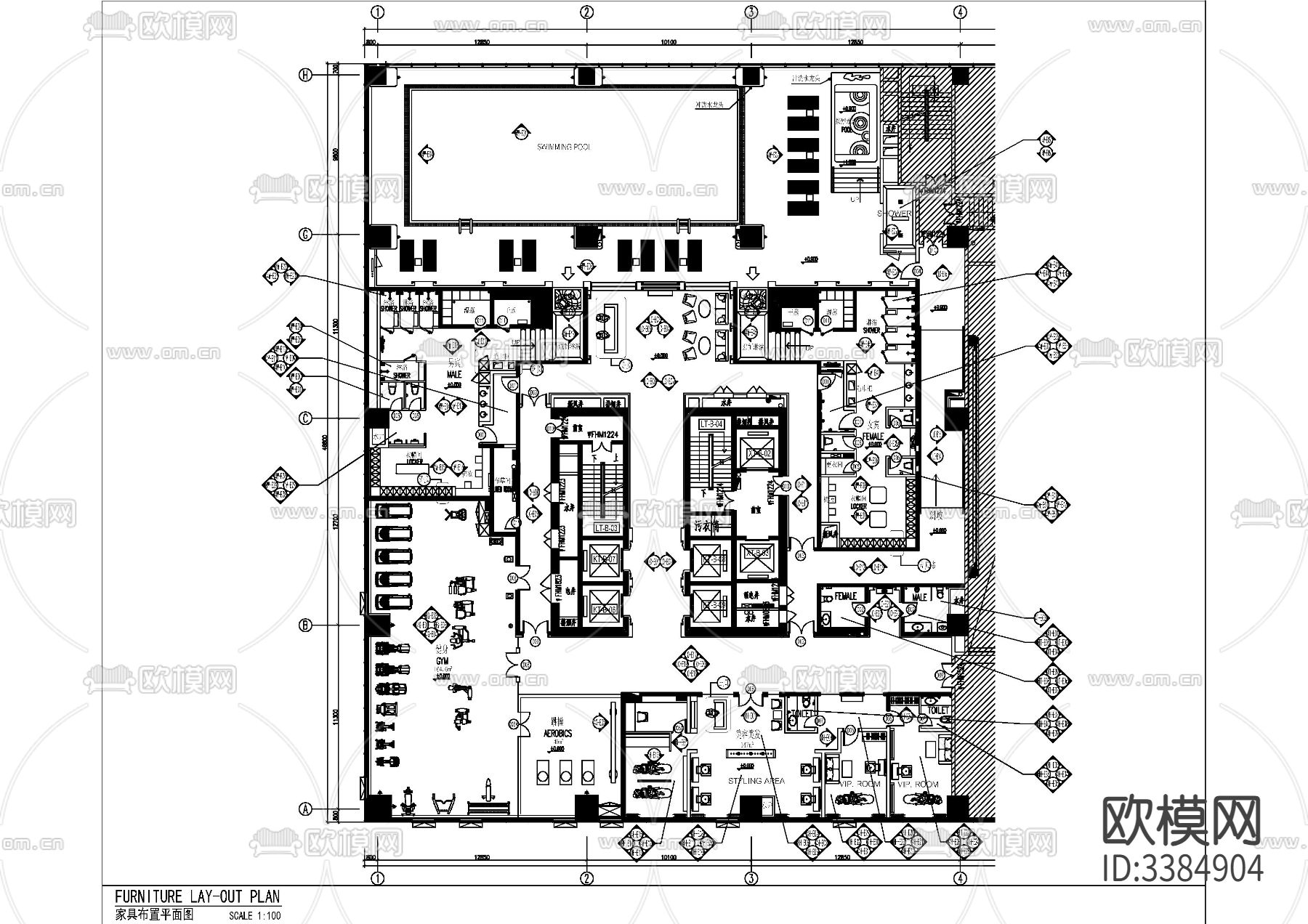 万达希尔顿逸林酒店CAD施工图下载（渲染图7）
