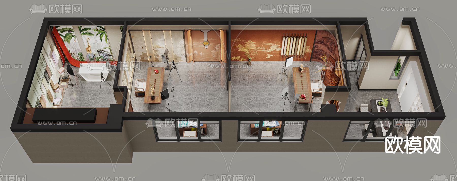 布料展厅 直播间3d模型下载（渲染图4）