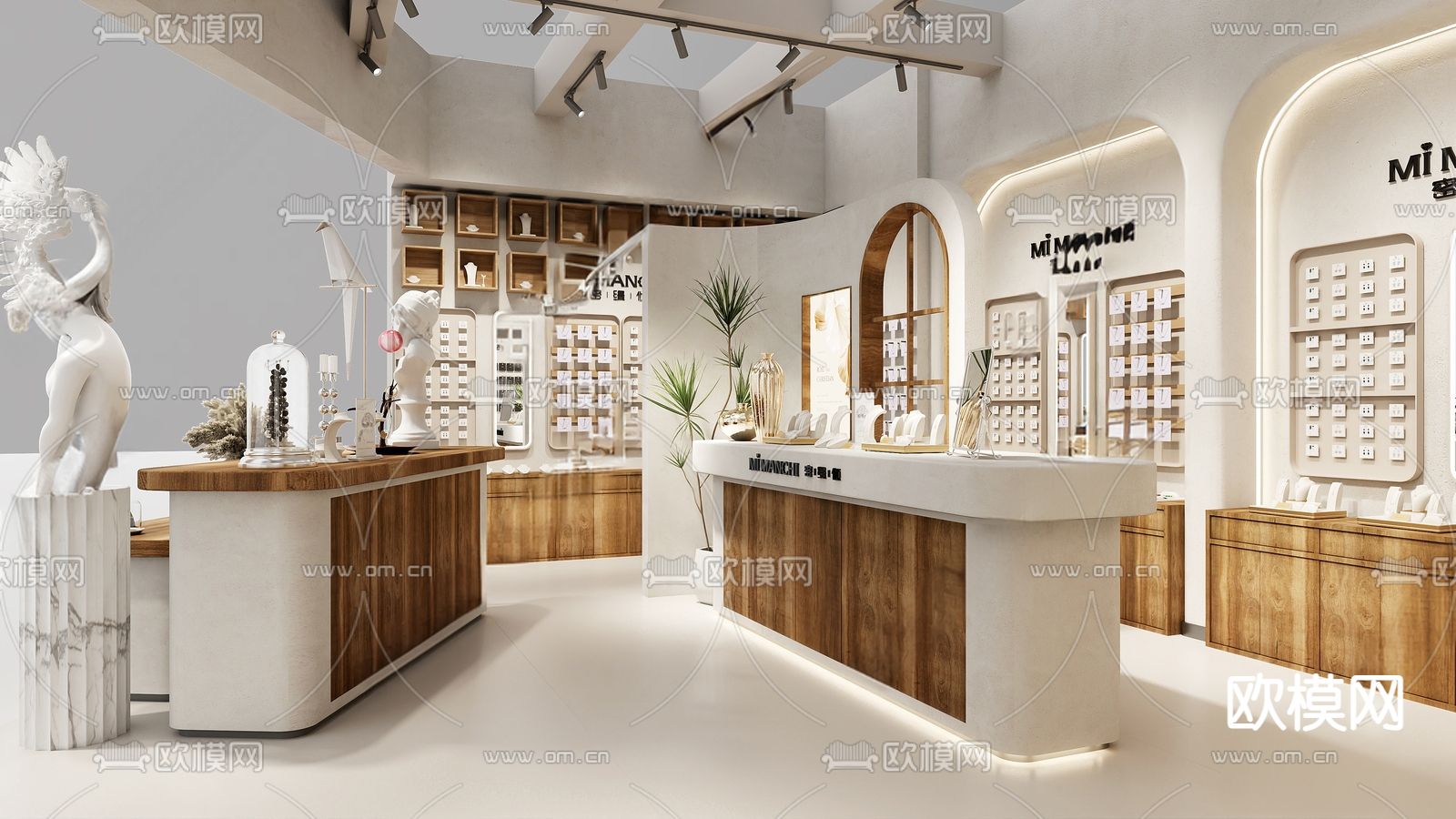 奶油风珠宝店 饰品店3d模型下载（渲染图1）