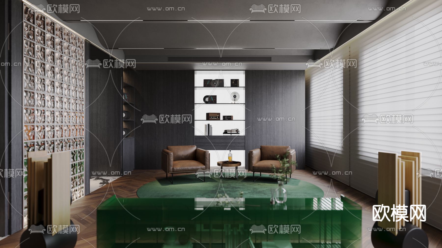 现代别墅影音室3d模型下载（渲染图2）