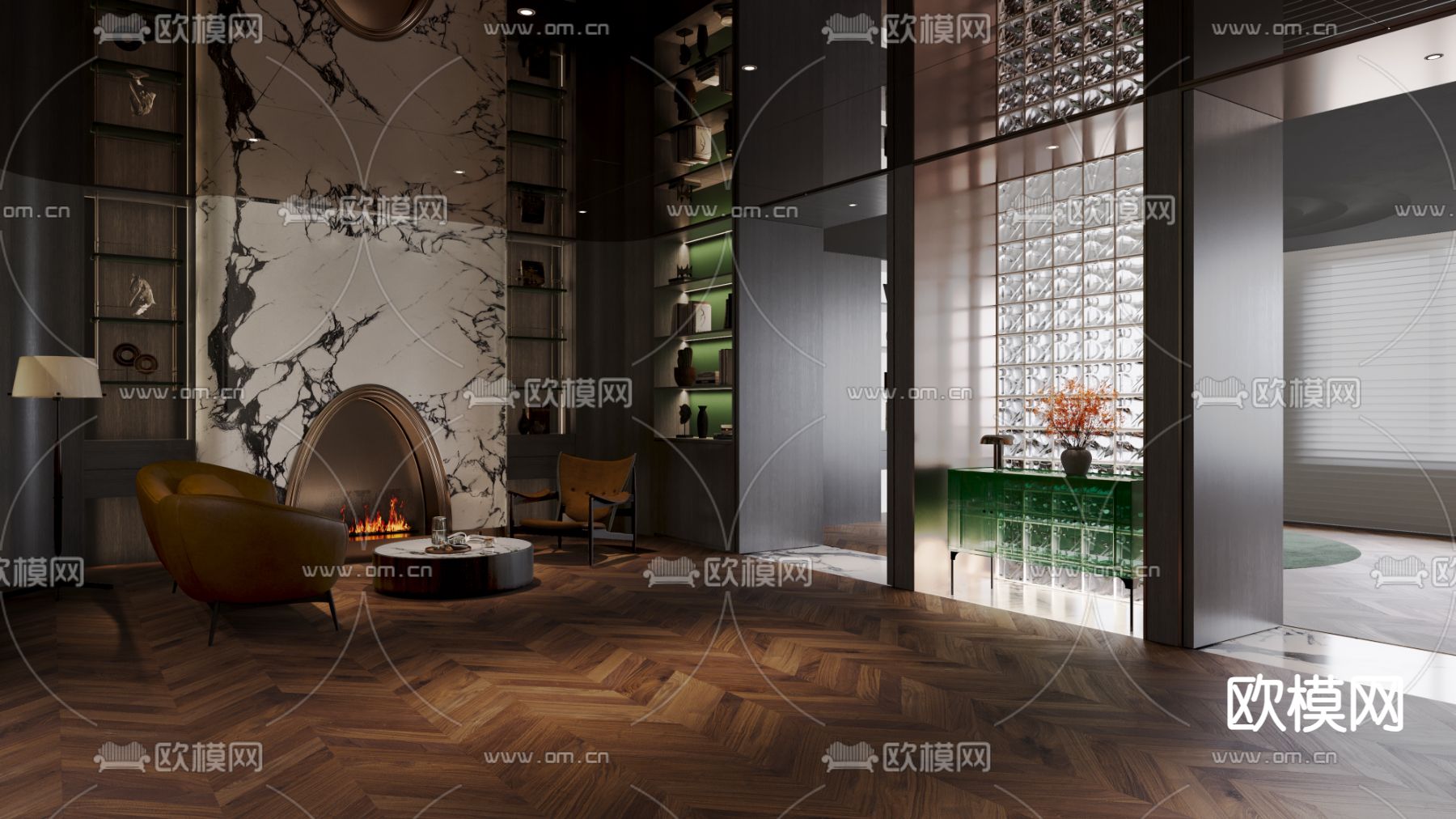 现代别墅影音室3d模型下载（渲染图4）