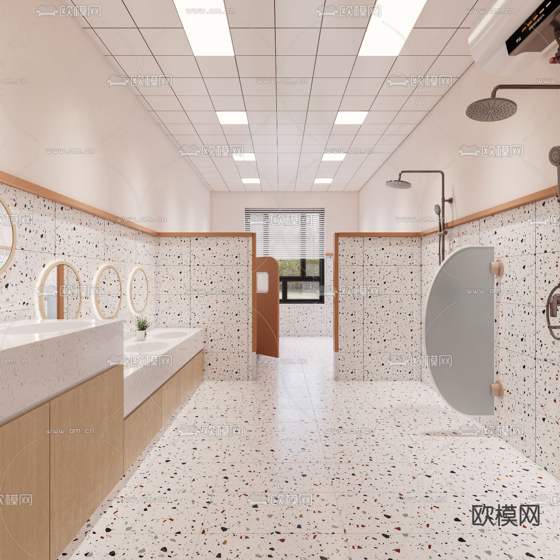 奶油风幼儿园 卫生间3d模型下载