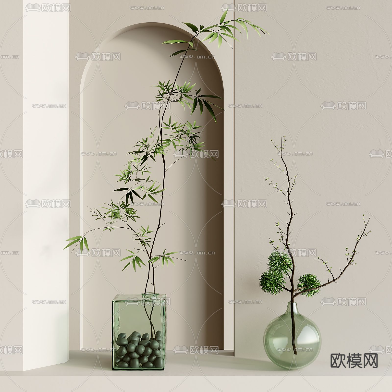 水培绿植 花瓶 花艺3d模型下载