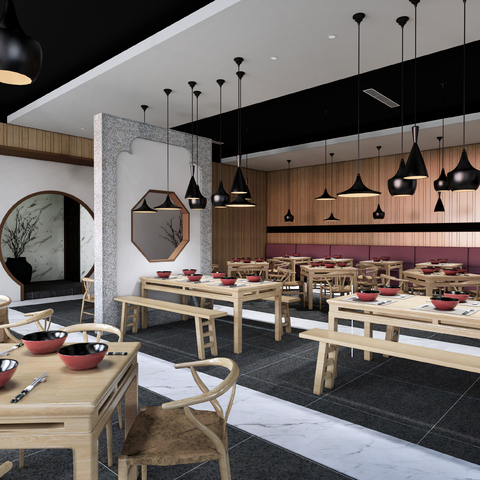  中式火锅店su模型 