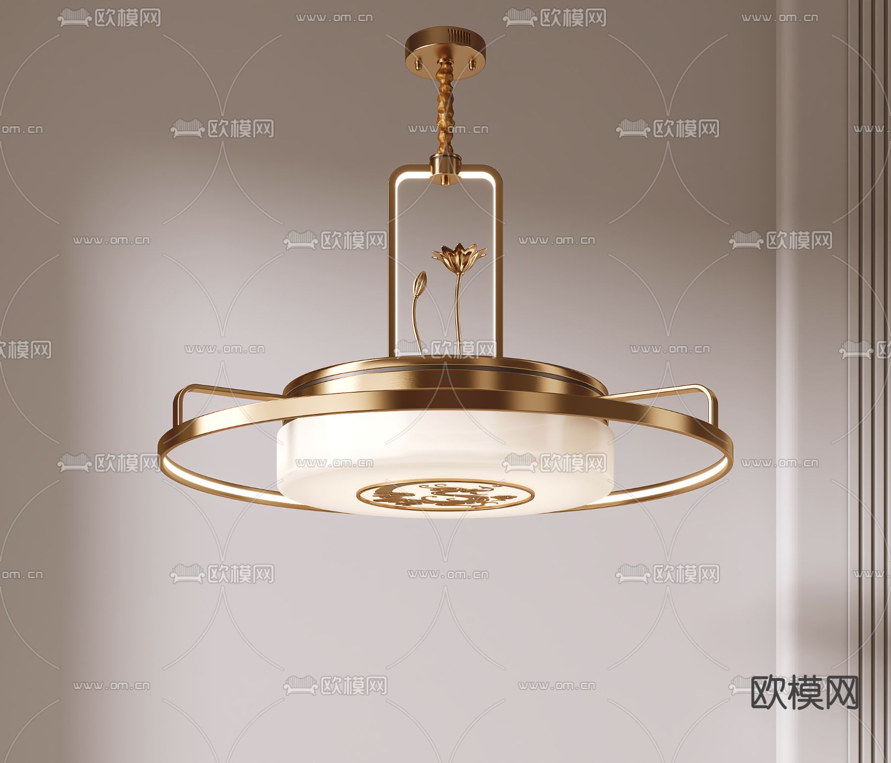 新中式吊灯3d模型下载