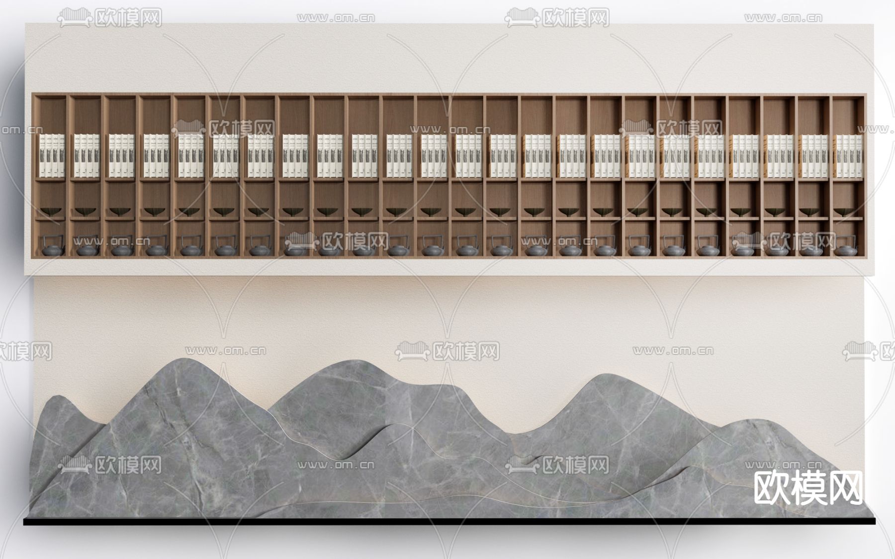 新中式置物架 展示柜 茶架su模型下载（渲染图2）