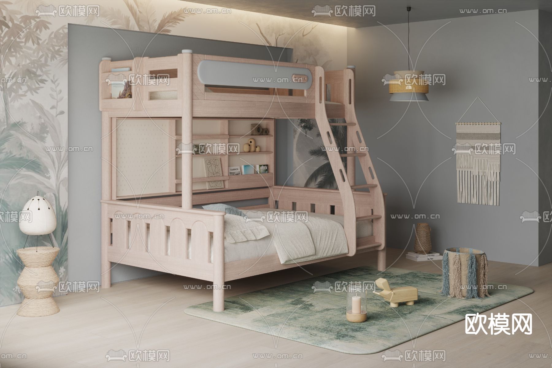 侘寂风卧室 儿童房d模型下载