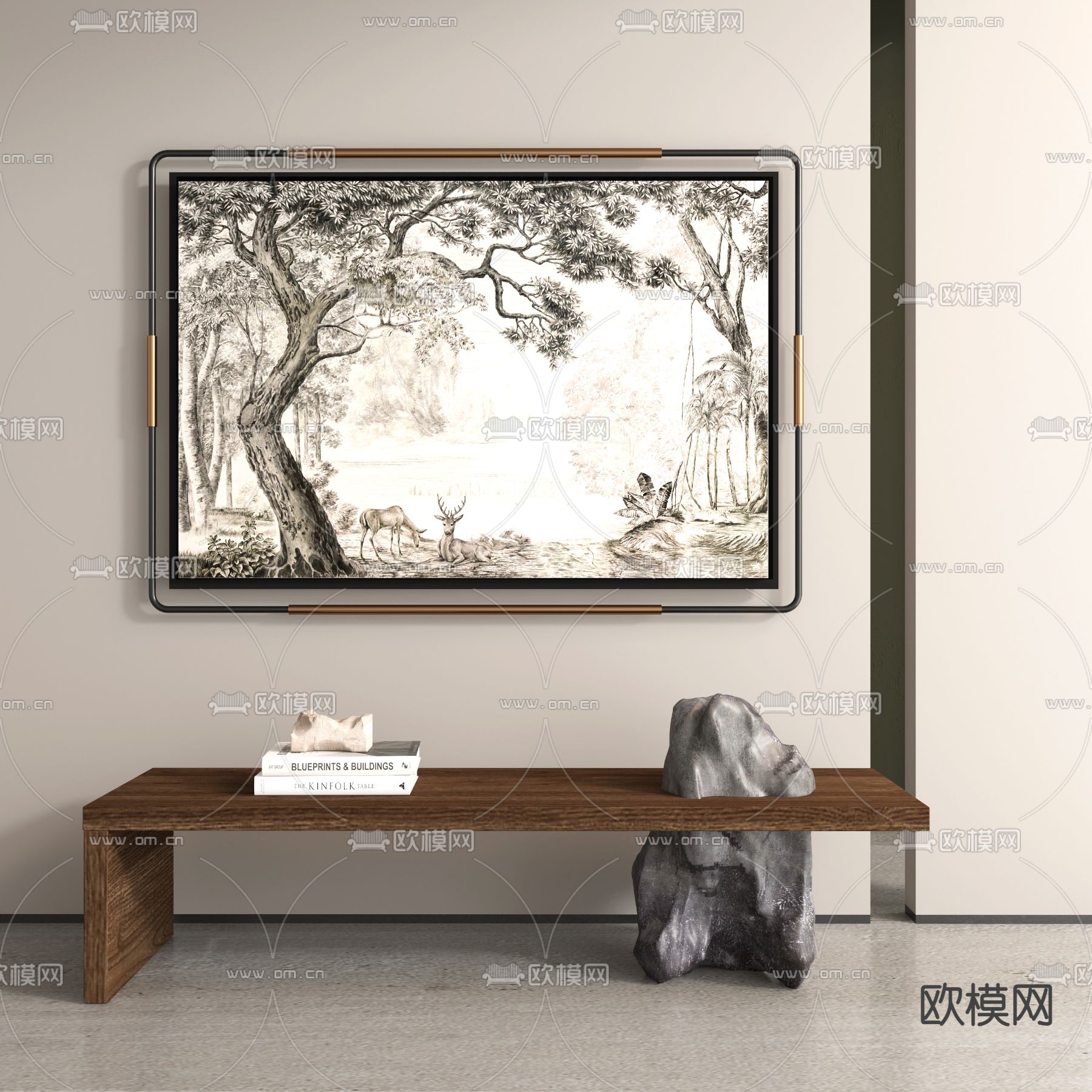 法式装饰画 挂画su模型下载（渲染图2）