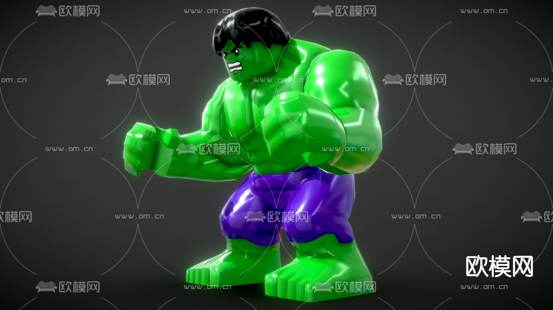 手办 乐高 积木 公仔 绿巨人玩具3d模型下载（渲染图1）