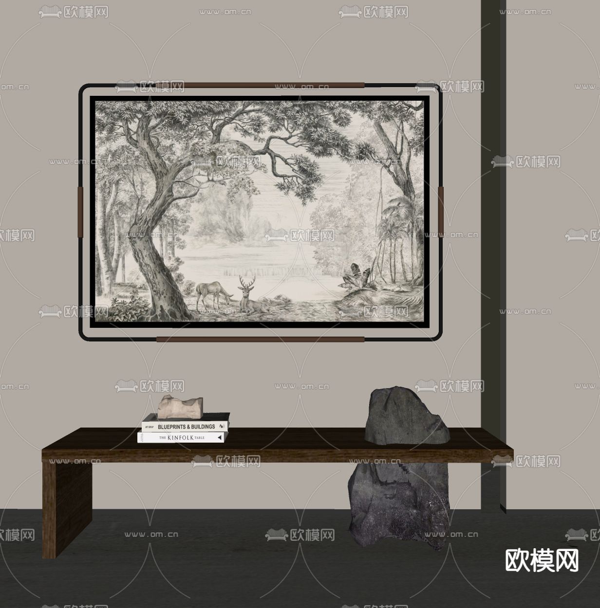 法式装饰画 挂画su模型下载（渲染图1）